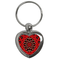 Fractal Wallpaper With Red Tangled Wires Key Chains (heart)  by BangZart