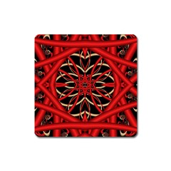 Fractal Wallpaper With Red Tangled Wires Square Magnet by BangZart