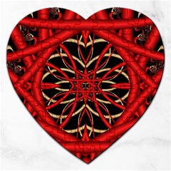 Fractal Wallpaper With Red Tangled Wires Jigsaw Puzzle (heart) by BangZart