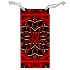 Fractal Wallpaper With Red Tangled Wires Jewelry Bag by BangZart