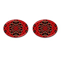 Fractal Wallpaper With Red Tangled Wires Cufflinks (oval) by BangZart