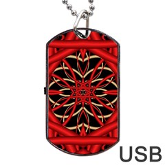 Fractal Wallpaper With Red Tangled Wires Dog Tag Usb Flash (one Side) by BangZart