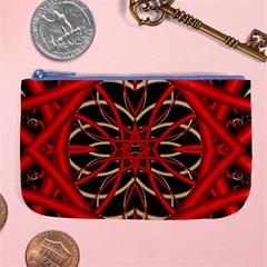 Fractal Wallpaper With Red Tangled Wires Large Coin Purse by BangZart