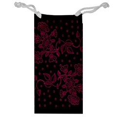 Pink Floral Pattern Background Wallpaper Jewelry Bag by BangZart