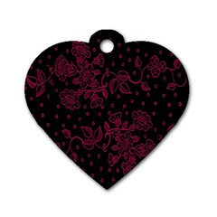 Pink Floral Pattern Background Wallpaper Dog Tag Heart (two Sides) by BangZart