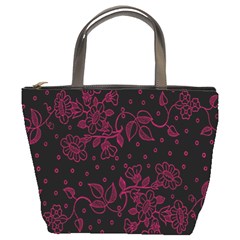 Pink Floral Pattern Background Wallpaper Bucket Bags by BangZart