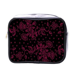 Pink Floral Pattern Background Wallpaper Mini Toiletries Bags by BangZart