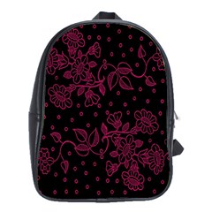 Pink Floral Pattern Background Wallpaper School Bags (xl)  by BangZart