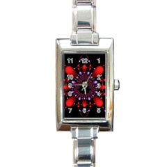 Fractal Red Violet Symmetric Spheres On Black Rectangle Italian Charm Watch by BangZart