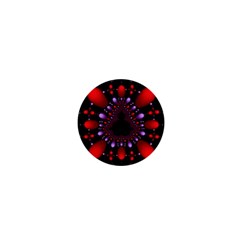 Fractal Red Violet Symmetric Spheres On Black 1  Mini Buttons by BangZart