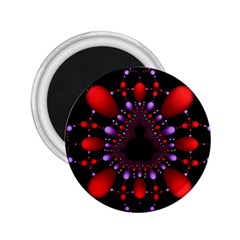 Fractal Red Violet Symmetric Spheres On Black 2 25  Magnets by BangZart