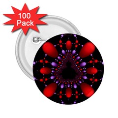 Fractal Red Violet Symmetric Spheres On Black 2 25  Buttons (100 Pack)  by BangZart