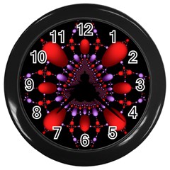 Fractal Red Violet Symmetric Spheres On Black Wall Clocks (black) by BangZart