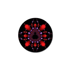 Fractal Red Violet Symmetric Spheres On Black Golf Ball Marker by BangZart