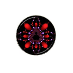 Fractal Red Violet Symmetric Spheres On Black Hat Clip Ball Marker (4 Pack) by BangZart