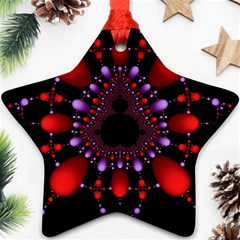 Fractal Red Violet Symmetric Spheres On Black Star Ornament (two Sides) by BangZart