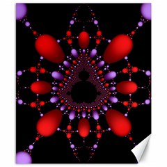 Fractal Red Violet Symmetric Spheres On Black Canvas 8  X 10  by BangZart