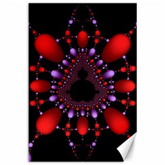 Fractal Red Violet Symmetric Spheres On Black Canvas 12  X 18   by BangZart