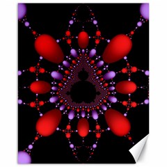 Fractal Red Violet Symmetric Spheres On Black Canvas 16  X 20   by BangZart