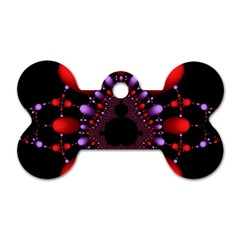 Fractal Red Violet Symmetric Spheres On Black Dog Tag Bone (one Side) by BangZart