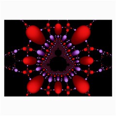 Fractal Red Violet Symmetric Spheres On Black Large Glasses Cloth by BangZart