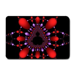 Fractal Red Violet Symmetric Spheres On Black Small Doormat  by BangZart