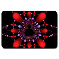 Fractal Red Violet Symmetric Spheres On Black Large Doormat  by BangZart