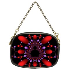 Fractal Red Violet Symmetric Spheres On Black Chain Purses (two Sides)  by BangZart