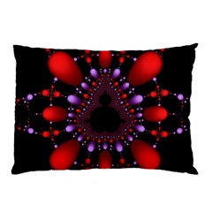 Fractal Red Violet Symmetric Spheres On Black Pillow Case by BangZart