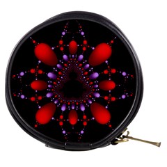 Fractal Red Violet Symmetric Spheres On Black Mini Makeup Bags by BangZart