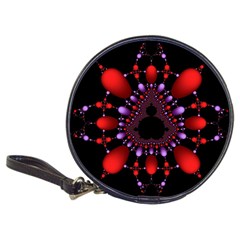 Fractal Red Violet Symmetric Spheres On Black Classic 20-cd Wallets by BangZart