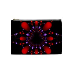 Fractal Red Violet Symmetric Spheres On Black Cosmetic Bag (medium)  by BangZart