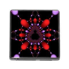 Fractal Red Violet Symmetric Spheres On Black Memory Card Reader (square) by BangZart