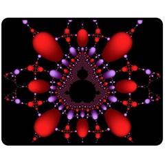 Fractal Red Violet Symmetric Spheres On Black Fleece Blanket (medium)  by BangZart