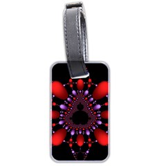 Fractal Red Violet Symmetric Spheres On Black Luggage Tags (two Sides) by BangZart