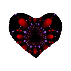 Fractal Red Violet Symmetric Spheres On Black Standard 16  Premium Heart Shape Cushions by BangZart