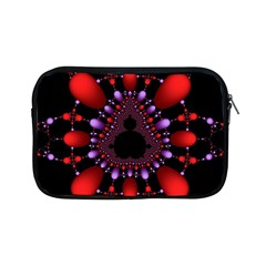 Fractal Red Violet Symmetric Spheres On Black Apple Ipad Mini Zipper Cases by BangZart