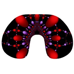 Fractal Red Violet Symmetric Spheres On Black Travel Neck Pillows by BangZart