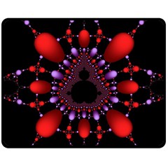 Fractal Red Violet Symmetric Spheres On Black Double Sided Fleece Blanket (medium)  by BangZart