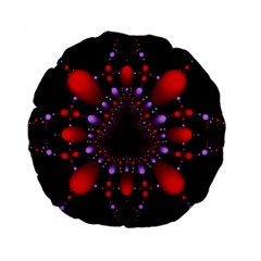 Fractal Red Violet Symmetric Spheres On Black Standard 15  Premium Flano Round Cushions by BangZart