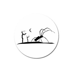 Dark Scene Silhouette Style Graphic Illustration Magnet 3  (round) by dflcprints