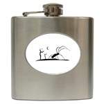 Dark Scene Silhouette Style Graphic Illustration Hip Flask (6 oz) Front