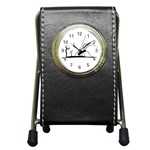 Dark Scene Silhouette Style Graphic Illustration Pen Holder Desk Clocks Front