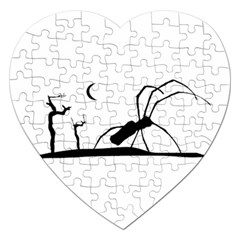 Dark Scene Silhouette Style Graphic Illustration Jigsaw Puzzle (heart) by dflcprints