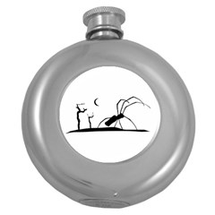 Dark Scene Silhouette Style Graphic Illustration Round Hip Flask (5 Oz) by dflcprints