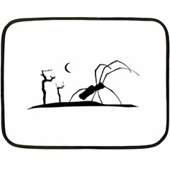 Dark Scene Silhouette Style Graphic Illustration Double Sided Fleece Blanket (mini)  by dflcprints