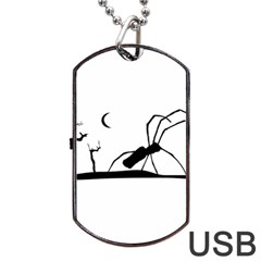 Dark Scene Silhouette Style Graphic Illustration Dog Tag Usb Flash (one Side) by dflcprints