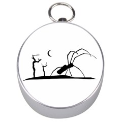 Dark Scene Silhouette Style Graphic Illustration Silver Compasses by dflcprints