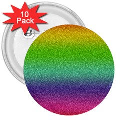 Metallic Rainbow Glitter Texture 3  Buttons (10 Pack)  by paulaoliveiradesign