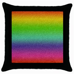 Metallic Rainbow Glitter Texture Throw Pillow Case (black) by paulaoliveiradesign